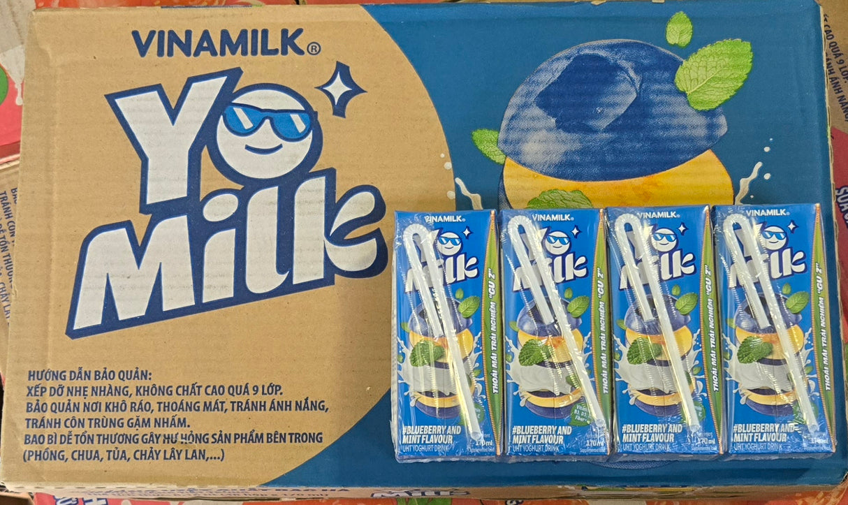 VINAMILK BRAND - YOMILK YOGURT DRINK [ BLUEBERRY & MINT FLAVOR ]