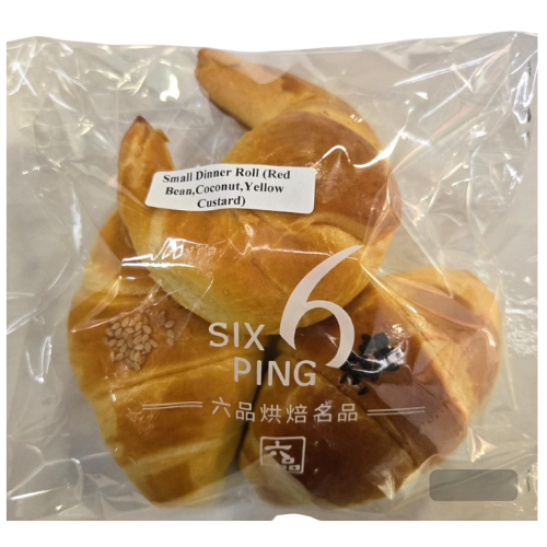 SIX PING BAKERY - SMALL DINNER ROLL [ RED BEAN, COCONUT, YELLOW CUSTARD ]